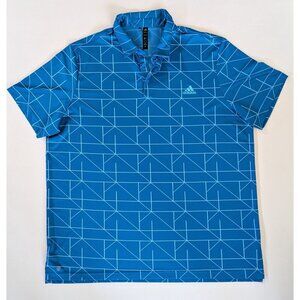 Adidas Men's Jacquard Golf Polo Shirt Size 2XL Blue Geometric Print.